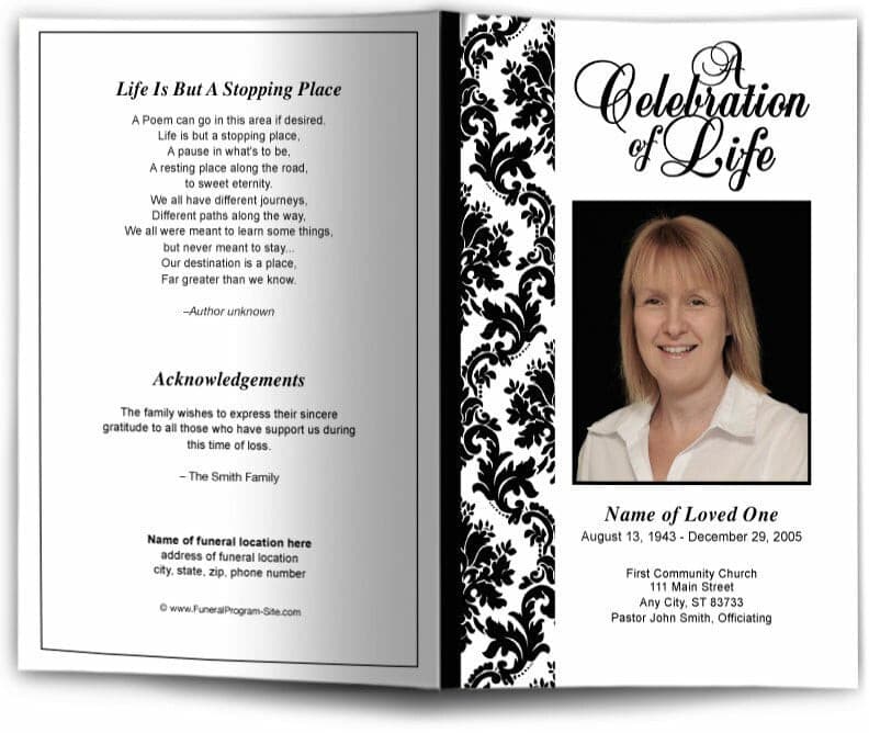 Damask Funeral Program Template - The Funeral Program Site