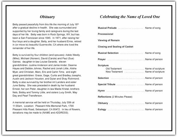 Damask Funeral Program Template - The Funeral Program Site
