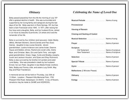 Damask Funeral Program Template - The Funeral Program Site