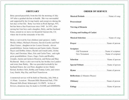 Decorative Funeral Program Template - The Funeral Program Site