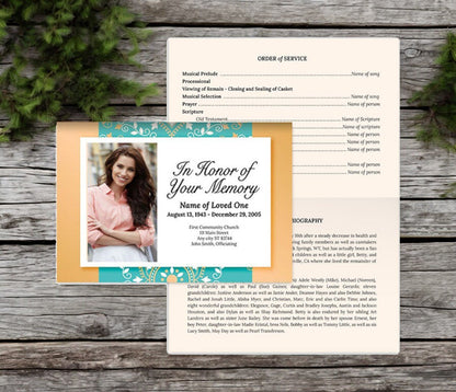 Delhi Greeting Card Style Google Docs Funeral Program Template - The Funeral Program Site