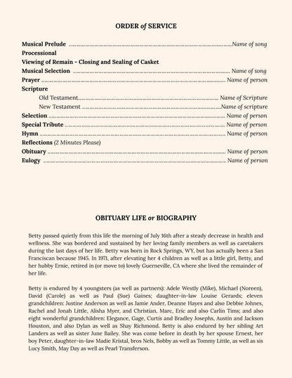 Delhi Greeting Card Style Google Docs Funeral Program Template - The Funeral Program Site