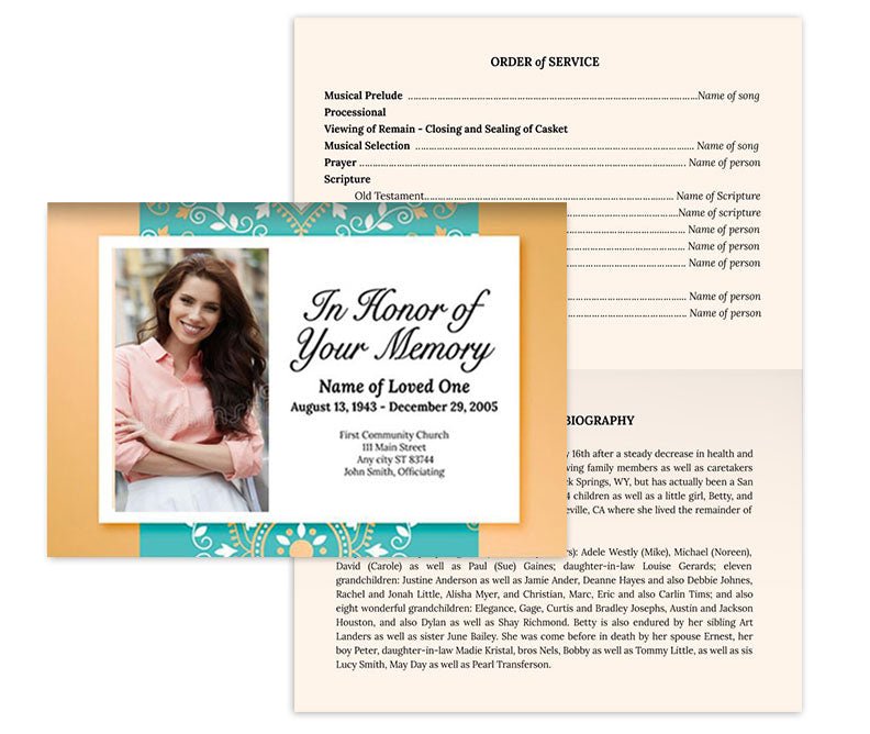 Delhi Greeting Card Style Google Docs Funeral Program Template - The Funeral Program Site