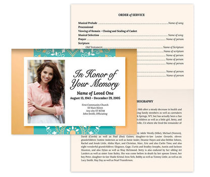 Delhi Greeting Card Style Google Docs Funeral Program Template - The Funeral Program Site