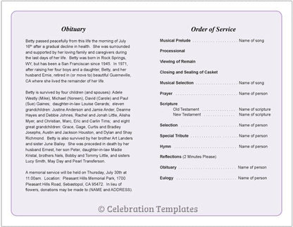 Delicate Funeral Program Template - The Funeral Program Site