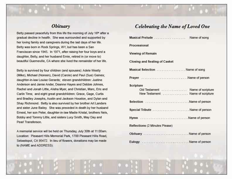 Dominoes Funeral Program Template - The Funeral Program Site