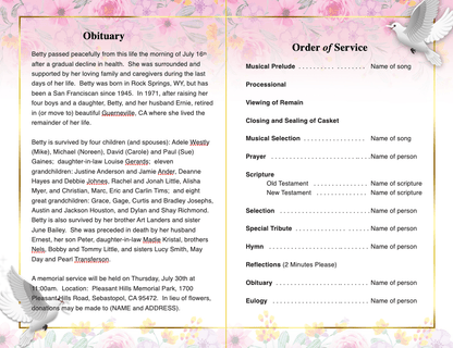 Double Doves Funeral Program Template - The Funeral Program Site