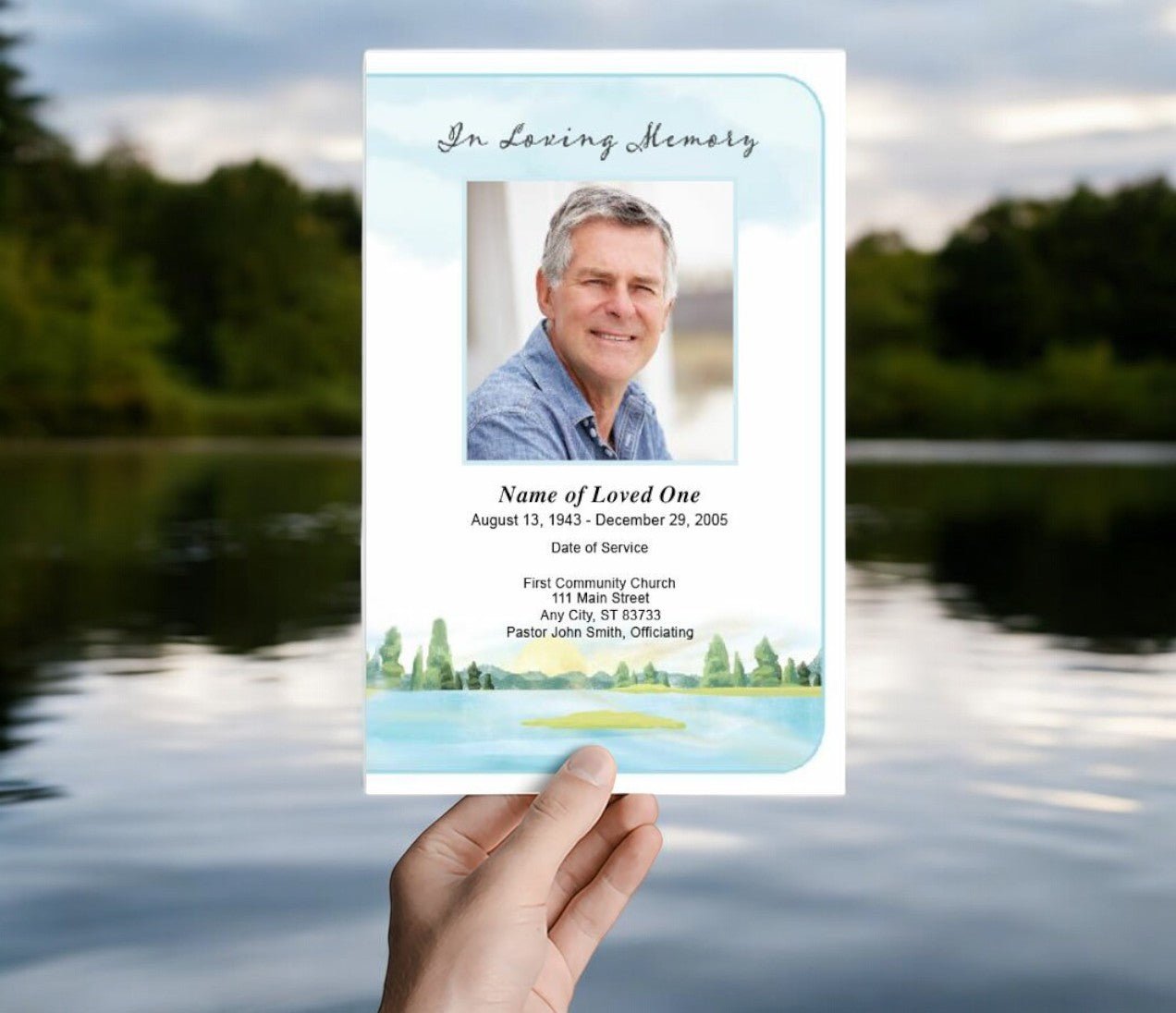 Dream Watercolor Funeral Program Template - The Funeral Program Site