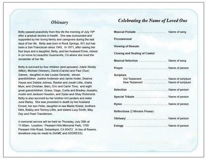 Dream Watercolor Funeral Program Template - The Funeral Program Site