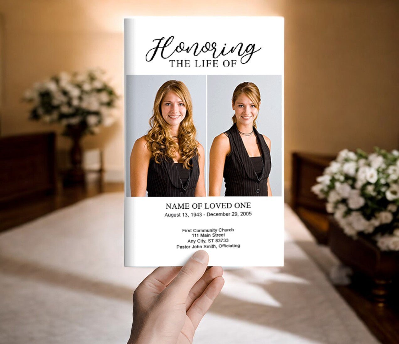 Duo Photo Funeral Program Template - The Funeral Program Site