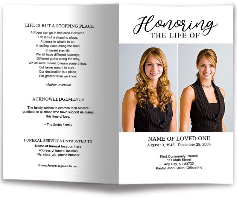 Duo Photo Funeral Program Template - The Funeral Program Site