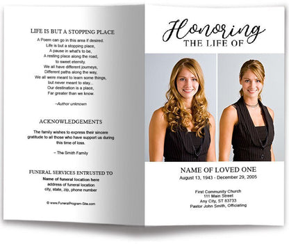 Duo Photo Funeral Program Template - The Funeral Program Site