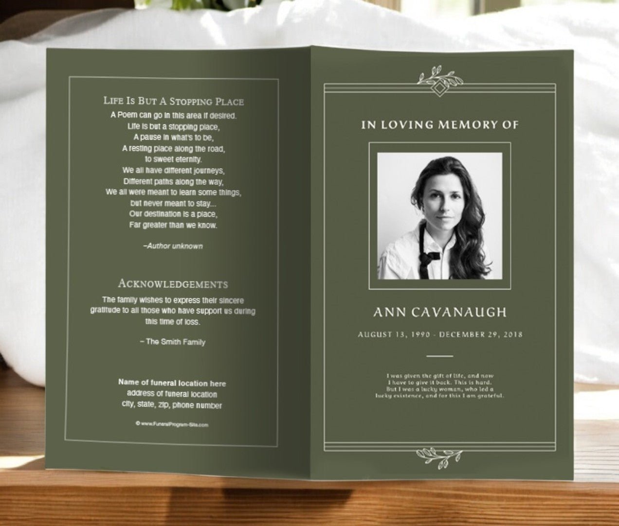 Elegant Remembrance Funeral Program Template - The Funeral Program Site
