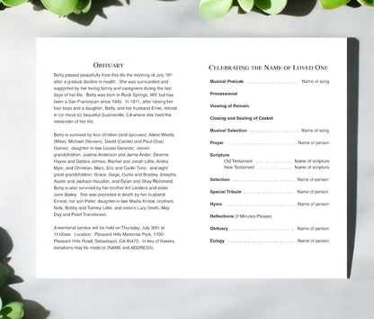 Elegant Remembrance Funeral Program Template - The Funeral Program Site