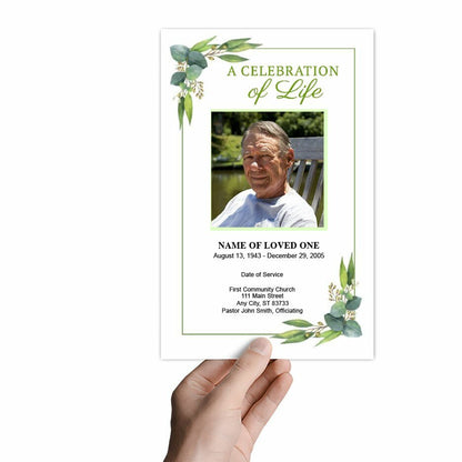 Eucalyptus Watercolor Funeral Program Template - The Funeral Program Site