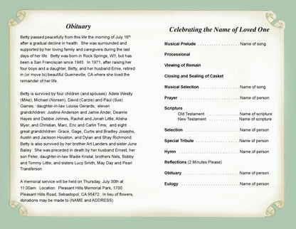 Faith Funeral Program Template - The Funeral Program Site