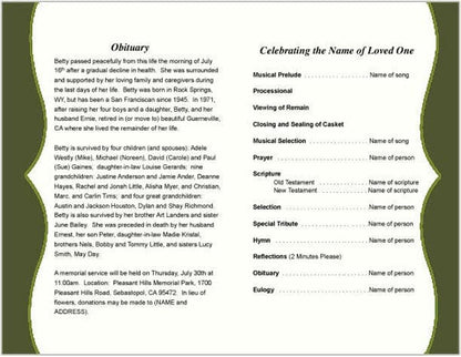 Fall Funeral Program Template - The Funeral Program Site