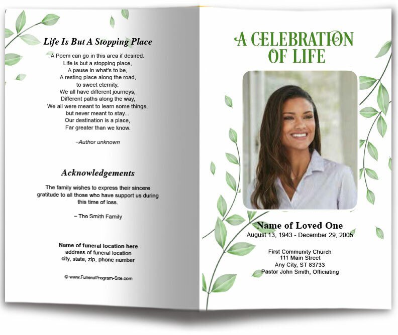 Fallen Leaf Funeral Program Template - The Funeral Program Site