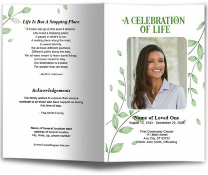 Fallen Leaf Funeral Program Template - The Funeral Program Site