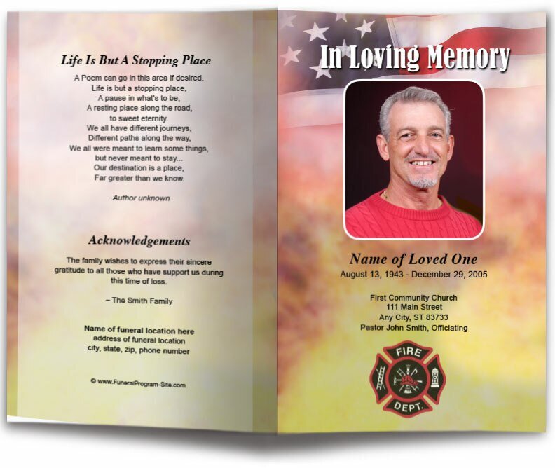 Firefighter Funeral Program Template - Celebrate Prints