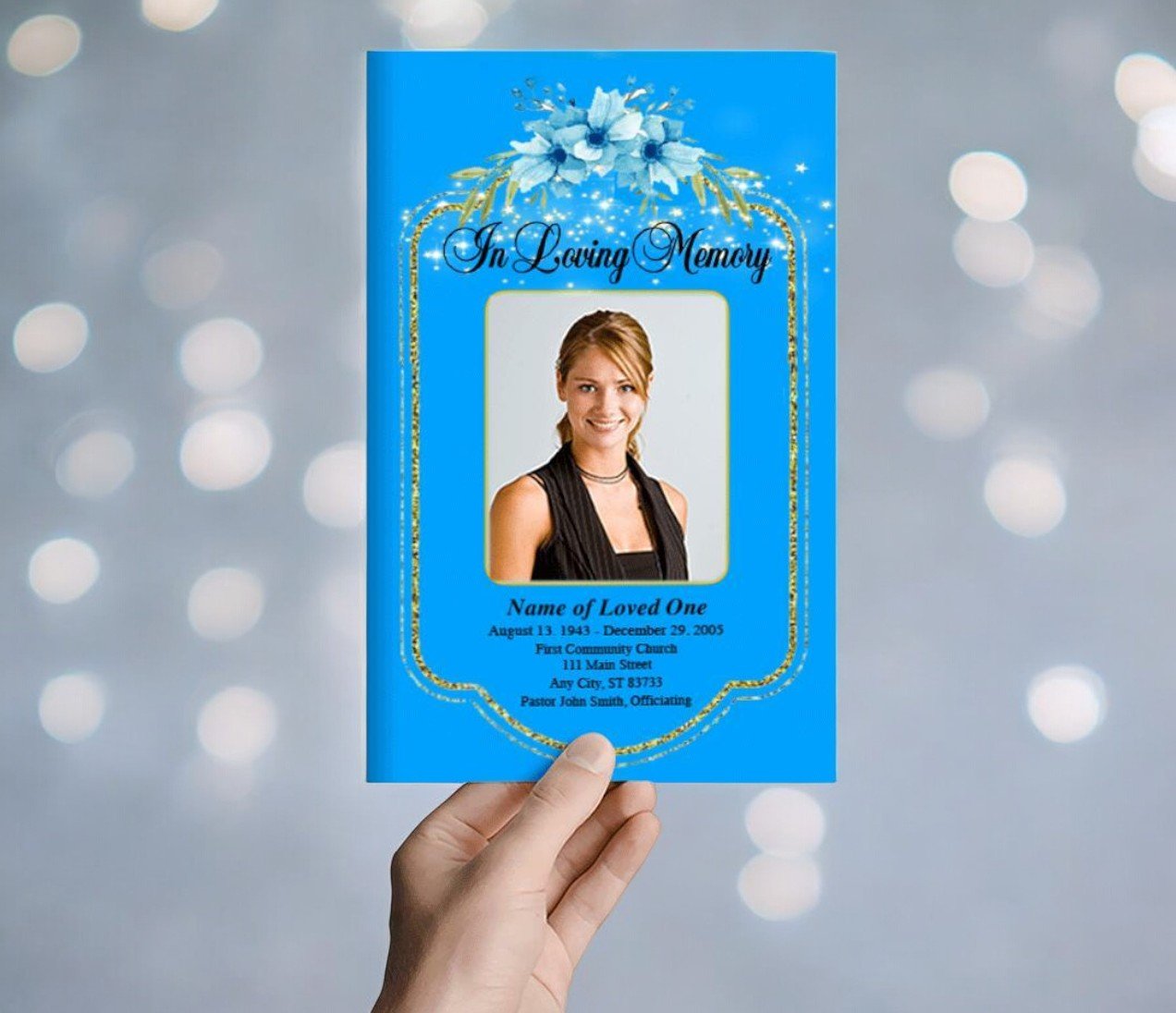 Floral Glitter Funeral Program Template - The Funeral Program Site