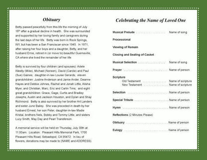 Football Funeral Program Template - The Funeral Program Site