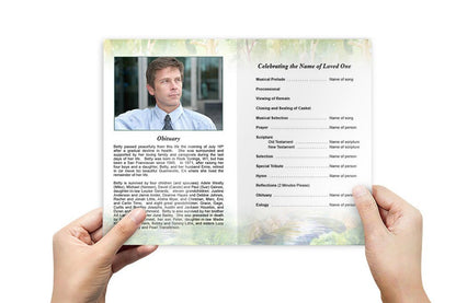 Forest Watercolor Funeral Program Template - The Funeral Program Site