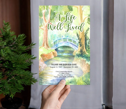 Forest Watercolor Funeral Program Template - The Funeral Program Site