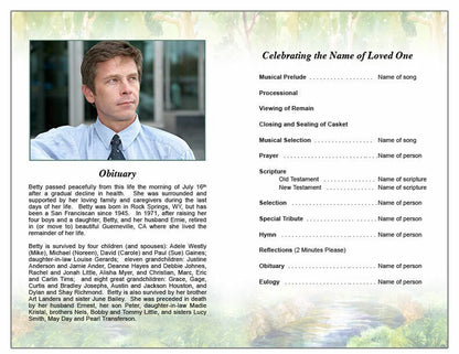Forest Watercolor Funeral Program Template - The Funeral Program Site