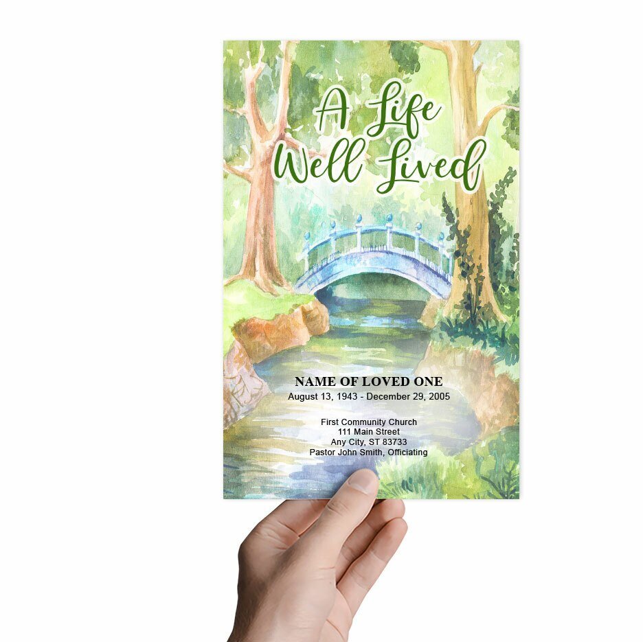 Forest Watercolor Funeral Program Template - The Funeral Program Site