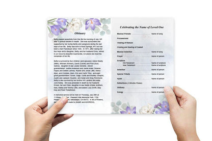Freesia Watercolor Funeral Program Template - The Funeral Program Site