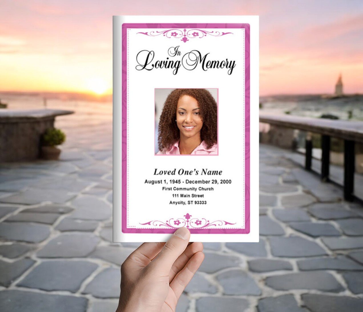 Fuschia Funeral Program Template - Celebrate Prints