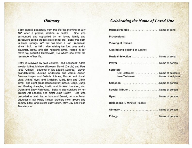 Garden Gate Watercolor Funeral Program Template - The Funeral Program Site