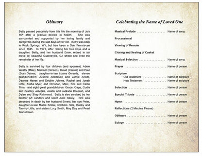 Garden Gate Watercolor Funeral Program Template - The Funeral Program Site