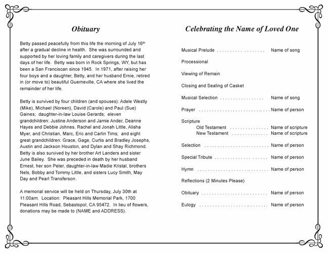 Grace Funeral Program Template - The Funeral Program Site