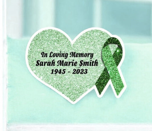 Green Cancer Ribbon Heart Pin - Pack of 10 - Celebrate Prints