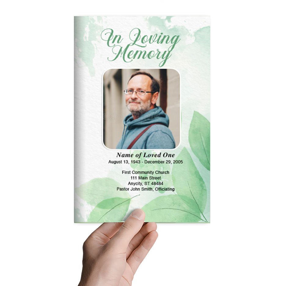 Green Leaf Funeral Program Template - The Funeral Program Site