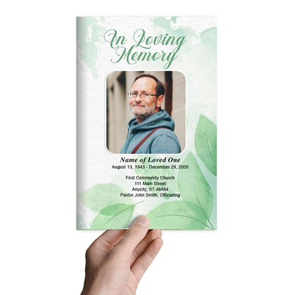 Green Leaf Funeral Program Template - The Funeral Program Site