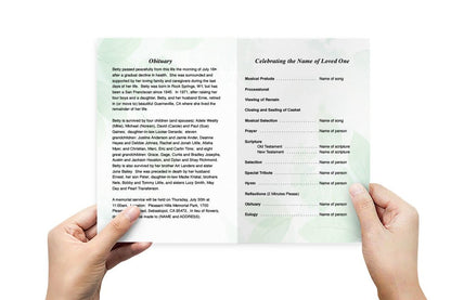 Green Leaf Funeral Program Template - The Funeral Program Site