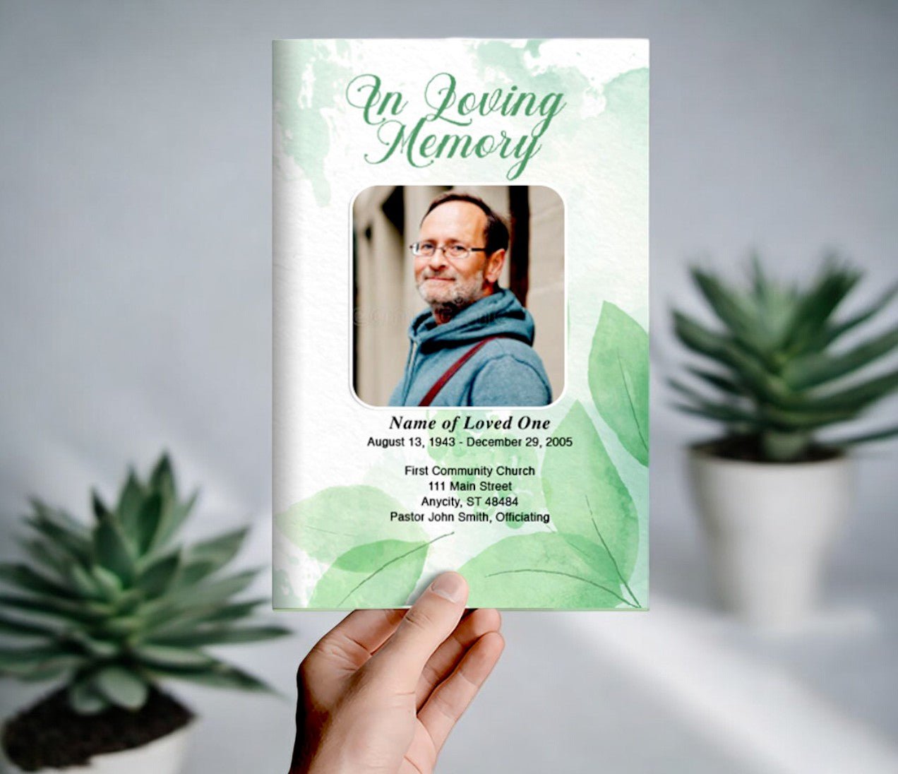 Green Leaf Funeral Program Template - The Funeral Program Site