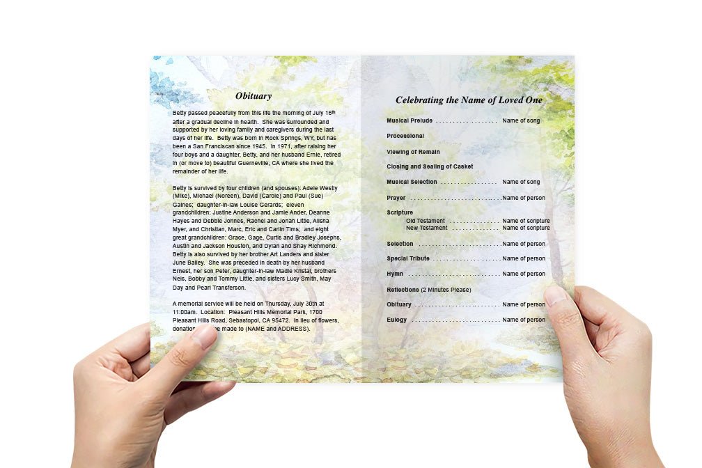 Greenery Funeral Program Template - The Funeral Program Site