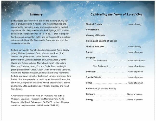 Heaven Funeral Program Template - The Funeral Program Site