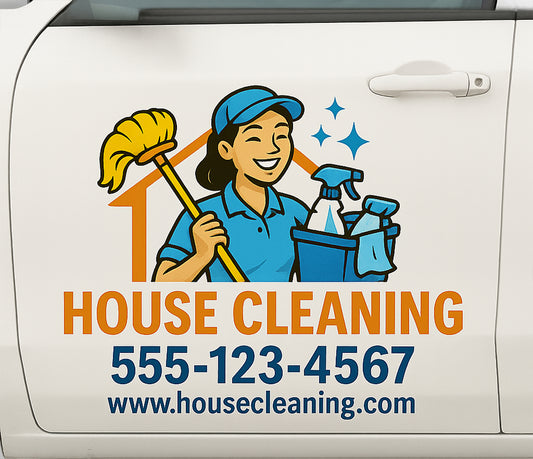Stock House Cleaning Services Car Decal – Peel & Stick Vehicle Car Sign