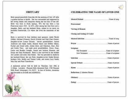 Hydrangea Watercolor Funeral Program Template - The Funeral Program Site