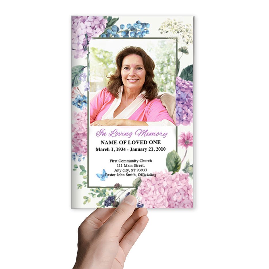 Hydrangea Watercolor Funeral Program Template - The Funeral Program Site