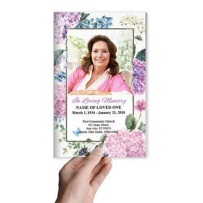 Hydrangea Watercolor Funeral Program Template - The Funeral Program Site