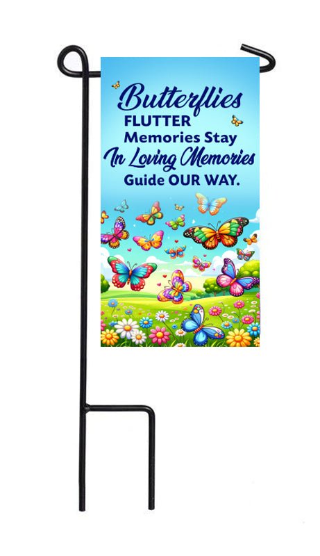 In Loving Memories Mini Memorial Flag With Stand - Celebrate Prints