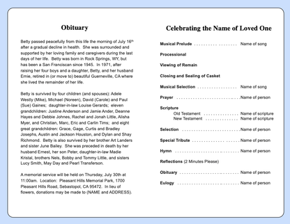In Loving Memory Funeral Program Template - The Funeral Program Site