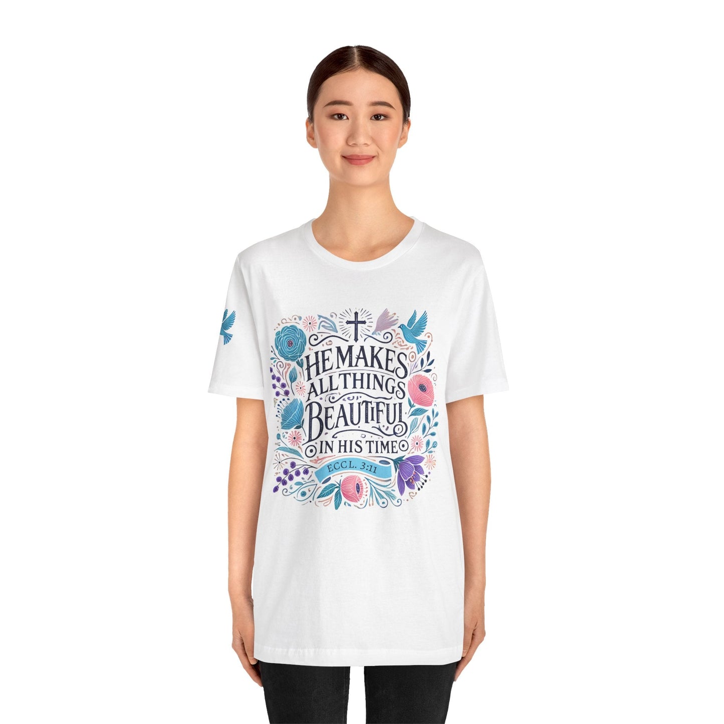 Inspirational Women's Jersey Tee - "He Makes All Things Beautiful" - Celebrate Prints