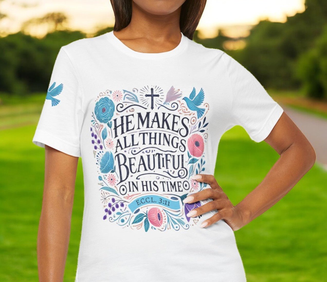 Inspirational Women's Jersey Tee - "He Makes All Things Beautiful" - Celebrate Prints